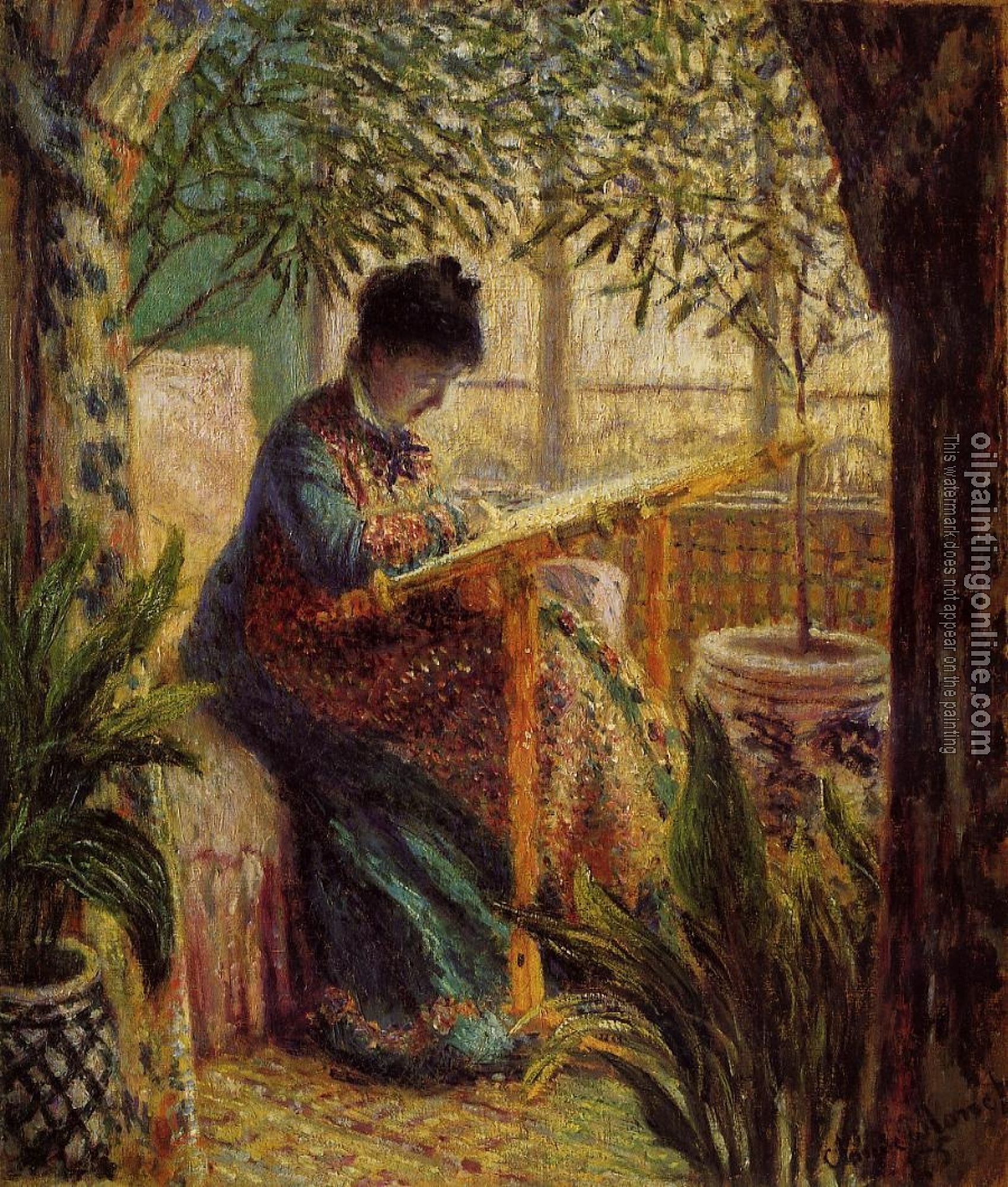 Monet, Claude Oscar - Camille Embroidering